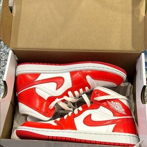 Nike Red and White High-Top Sneakers